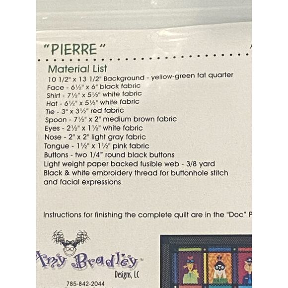 Amy Bradley Quilt Block Pattern “PIERRE” From the KITTY CITY Series 2003 - Picture 3 of 3